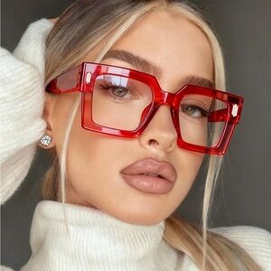 Affordable Fashion Finds Red Oversized Square Sunglasses